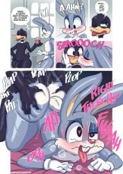 anal anal_sex big_ass big_butt big_penis black_fur buckteeth bugs_bunny bunny bunny_ears casual curvy curvy_figure daffy_duck dialogue doggy_style duck fat_ass femboy fucked_silly gay gloves gray_fur heart-shaped_pupils kissing male male_only the_looney_tunes_show thick_thighs tongue_out toto_draw white_fur wide_hips