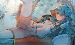 2boys anal anus blue_eyes blue_hair byebyefrog censored clenched_teeth cock_ring couch deep_penetration femboy fire_emblem fire_emblem:_genealogy_of_the_holy_war flat_chest gloves headband indoors long_hair male male_only male_pubic_hair motion_blur multiple_boys naked_thighhighs navel nintendo nipples nude nude_male on_couch on_side penis pubic_hair seliph_(fire_emblem) seliph_(scion_of_light)_(fire_emblem) sex shocked solo_focus spread_legs thighhighs wide_eyed yaoi