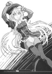 artist_name caren_ortensia fate/hollow_ataraxia fate/stay_night fate_(series) high_res highres long_hair monochrome nie nishii_(nitroplus) pantyhose solo tights very_long_hair