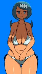 1girls bikini blue_eyes blue_hair breasts cleavage female hips huge_breasts lana's_mother_(pokemon) light-skinned_female light_skin long_hair mature_female milf mother narrow_shoulders nintendo pokemon pokemon_sm simple_background thick_thighs thighs voluptuous wide_hips yuta_agc