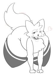 anthro ass big_ass blush blush_lines boykisser choker felid feline femboy heart-shaped_pupils heart_eyes huge_ass huge_thighs large_ass leggings legwear legwear_only looking_at_viewer male male_only raised_ass silly_cat_(mauzymice) solo stockings thick_ass thick_thighs thighhighs white_background white_body white_fur wide_hips zaclyn