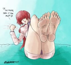 feet feet_up foot_fetish jerk_off_instructions joi king_of_fighters legs_up red_hair shermie_(kof) snk snk_heroines:_tag_team_frenzy soles szeroart