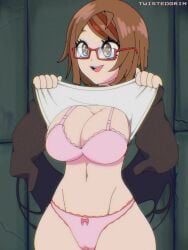 1girls 2023 3:4 animated bra breasts cleavage color colored dead_mount_death_play female geek_toys glasses no_sound panties sakimiya_misaki school_uniform shirt_lift shorter_than_10_seconds shorter_than_30_seconds solo source_request square_enix tagme tits_out twistedgrim vertical_video video white_background