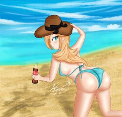 ass_focus beach bikini coca-cola looking_at_viewer mario_(series) princess_rosalina seven19inkling