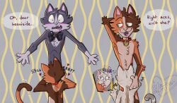 2022 2boys 2girls 4_fingers absurd_res anthro anthro_on_anthro anthro_only anthro_penetrated anthro_penetrating anthro_penetrating_anthro arm_tuft armpit_hair back_groove balls biped black_body black_fur blush bodily_fluids body_hair bow_tie brown_body brown_fur calico_cat cats_(movie) cheek_bulge cheek_tuft chest_tuft claws collar collar_only collarbone colored comparing cutaway dialogue digital_drawing_(artwork) digital_media_(artwork) domestic_cat drooling elbow_tuft eyelashes facial_tuft fangs felid feline felis fellatio female fingers flustered fur gagging genitals gluck group group_sex half-closed_eyes hand_behind_head head_grab head_tuft heart hi_res implied_incest littlestfuzz looking_pleasured male male/female male_penetrating male_penetrating_female mammal mr._mistoffelees mungojerrie narrowed_eyes nude obscured_face obscured_penetration open_mouth oral orange_body orange_fur parallel_sex partner_swap pattern_background penetration penile penile_spines penis raised_arm retractable_claws rumpleteazer saliva sex shoulder_blades shoulder_tuft simple_background skinny_anthro slurping smile smirk smug sound_effects spots spotted_body spotted_fur standing standing_sex straight striped_body striped_fur stripes swingers tail tail_motion talking_to_another teeth tongue tuft tuxedo_cat victoria_(cats) white_body white_fur wide_eyed