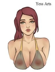 1girls big_breasts blizzard_entertainment human human_(world_of_warcraft) light-skinned_female light_skin original_character red_hair see-through see-through_clothing solo warcraft world_of_warcraft zoey_(dypnsfw)