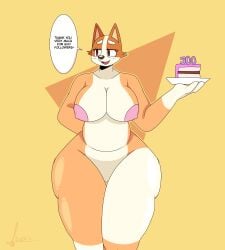 absurd_res anthro bluey_(series) brandy_cattle breasts canid canine female hi_res mammal samirachuni solo