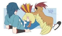 avian bird blue_hair falkner feral game_freak greasyhyena hayato_(pokemon) human human_on_feral nintendo penetration pidgeotto pigeon_(pokemon) pokémon_(species) pokemon pokemon_gsc pokephilia wings