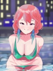 1girls bending_forward bikini female female_only gradient_hair hololive hololive_english hololive_myth large_breasts light-skinned_female light_skin looking_at_viewer meweeze orange_hair purple_eyes solo takanashi_kiara virtual_youtuber voluptuous wide_hips