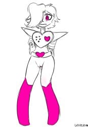 1girls female female_only genderswap genderswap_(mtf) hair_over_one_eye mettaton mettaton_ex no_arms pink_eyes pussy pussy_juice pussy_juice_drip robot robot_girl robot_humanoid rule63 rule_63 solo solo_female undertale undertale_(series) vagina