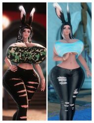 big_butt bimbo bimbo_anthro bimbo_body bimbofication bimbofied bitchy bunny_ears bunny_girl female final_fantasy final_fantasy_xiv giant_breasts height_difference hourglass_figure huge_ass slim_waist square_enix thin_waist viera wide_hips