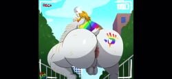 1boy animated anthro anus asgore_dreemurr asshole balls balls_bouncing big_ass big_butt bottomless bubble_ass bubble_butt clapping_cheeks fat_ass gay goat hairy horns lgbt_pride lgbt_pride_colors male male_only outdoors shaking_ass sound squatting superchub tagme trashtoonz twerk twerking undertale_(series) video white_fur yellow_hair