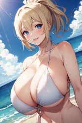 1girls ai_generated bikini blonde_hair blue_eyes breasts female hi_res hips huge_breasts long_hair luni1116 original original_character stable_diffusion thick_thighs thighs white_bikini wide_hips