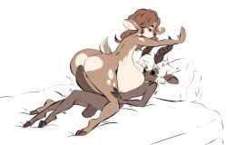 ass balls bedroom_eyes big_breasts big_penis black_sclera bovid breasts brown_body brown_fur brown_hair capreoline caprine curved_horn deer dullvivid erection female femboy_on_female fiona_fawnbags_(dullvivid) flustered flustered_male fur genitals girly goat hair half-closed_eyes hi_res hooves horn huge_breasts huge_cock humanoid_genitalia humanoid_penis imminent_sex lying male male/female mammal markings multicolored_body multicolored_fur narrowed_eyes nel_(dullvivid) nude on_back penis satyr seductive simple_background smile smirk smug smug_face smug_grin spots spotted_body spotted_fur spotted_markings tan_body tan_fur tan_spots two_tone_body two_tone_fur vein veiny_penis white-tailed_deer white_background white_hair wide_eyed