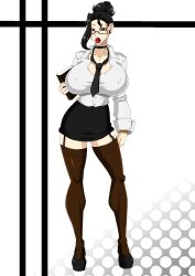 breasts_bigger_than_head glasses halfro huge_breasts naomi_(halfro) necktie necktie_between_breasts office_lady original_character pencil_skirt skirt tie