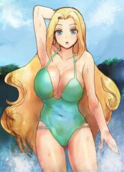 2017 armpits blonde_hair breasts cleavage long_hair mega_man mega_man_battle_network princess_pride swimsuit