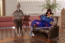 3d 3d_animation animated bare_breasts big_breasts bodysuit bouncing_breasts breasts brocobich d.va huge_breasts huge_nipples large_areolae large_breasts mercy overwatch sex tagme tea thick_thighs tight_clothing time_stop video