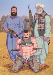 arab_male arabian bondage captured domination fetish forced gay gay_domination gay_sex gengoroh_tagame gun guns humiliated humiliating humiliation male male_only master middle_eastern military military_uniform muscles muscular muscular_male muslim older_dom_younger_sub penis punishment slave soldier spoils_of_war submissive submissive_male terrorist tied weapon