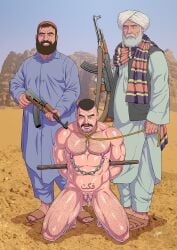 arab arab_male arabian arabian_clothes army army_uniform bondage captured domination fetish forced gay gay_domination gay_sex gengoroh_tagame humiliated humiliating humiliation leash male master middle_eastern middle_eastern_clothing middle_eastern_male military military_uniform muscles muscular muscular_male mutilated_penis mutilation nose_piercing nose_ring older_dom_younger_sub rope rope_bondage rope_necklace slave soldier spoils_of_war submissive submissive_male tied torture