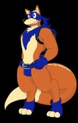 anthro bandana belt bulge dora_the_explorer fox furry gloves notkastar solo swiper