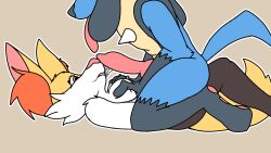 animated anthro ass black_nose blue_body blue_fur bodily_fluids braixen breast_grab breasts brown_eyes canid canine collar duo ears_up female fennec fluffy fluffy_body fluffy_tail fox fur generation_4_pokemon generation_6_pokemon genital_fluids genitals grey_body hand_on_breast hepicant hi_res long_ears long_penis lucario male male/female mammal nintendo open_mouth penis pink_nose pink_penis pokemon pokemon_(species) pose precum smile spiked_collar spikes spikes_(anatomy) tail tairenar tuft white_body white_fur yellow_body yellow_fur