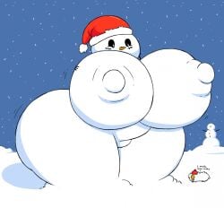 big_ass big_breasts big_nipples breasts_bigger_than_head christmas huge_ass huztar hyper_breasts naked nude snowman snowwoman winter