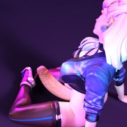 3d 3d_(artwork) breasts choker clothed daz3d daz_studio earrings erection evelynn female futa_only futanari garter_belt garter_straps high_heels jacket jewelry k/da_all_out_evelynn k/da_all_out_series large_penis laying_down laying_on_back laying_on_ground league_of_legends long_hair lying makeup medium_breasts miniskirt penis princess_sivir purple_background purple_jacket red_lipstick render riot_games semi-erect skirt soft_penis stockings thighhighs white_hair yellow_eyes