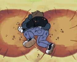 1boy big_ass bubble_butt buttcrush_aftermath clothing comedy crushed_by_ass funny furry huge_ass humor lunarspy meme no_visible_genitalia solo tagme yamcha_death_pose