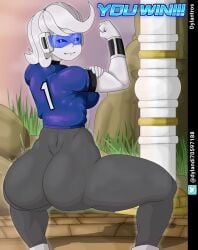 alternate_version_available ass bandai_namco black_legwear blue-tinted_eyewear blue_sclera buff demon dragon_ball dragon_ball_super dragon_ball_xenoverse dylantros fat_ass female female_majin flexing game hands_on_arms humanoid jamila_oc large_ass majin mocking monster_girl original_character scouter skin_tight skin_tight_suit smirk smirking strong tinted_eyewear white_body white_sclera white_skin xenoverse