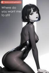 ai_generated big_ass bob_cut erogeknight female goth goth_girl gothic grey_skin leotard pantyhose sfw solo_female solo_focus stable_diffusion