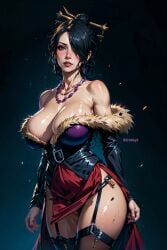 ai_generated cleavage final_fantasy final_fantasy_x fr34ky huge_breasts lulu_(final_fantasy) sideboob