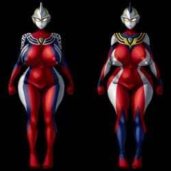 erect_nipples galactic_art heroine large_breasts nipples thick_thighs ultraman_(franchise) ultraman_cosmos ultrawoman_justice wide_hips