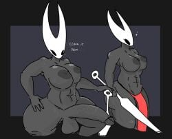 1futa abs big_breasts breasts dialogue english_text erection errorplush futa futa_only futanari hollow_knight hornet_(hollow_knight) huge_cock humanoid humanoid_penis loincloth nude penis solo spread_legs standing tagme text thick_thighs wide_hips