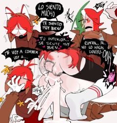 2boys 2koma ailewzol anal anal_sex animal_ears blush clothed_sex clothing countryhumans cum cum_inside femboy heart instant_loss_2koma male male_only mating_press mexico_(countryhumans) penetration peru_(countryhumans) socks spanish_text text white_body white_skin yaoi