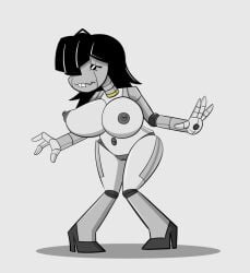 1girls big_breasts black_hair breasts buckteeth dotted_eyes heels monkeycheese naked naked_female nipples nude nude_female oc original_character pussy rez robot robot_girl solo solo_female solo_focus thick_thighs