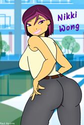 1girls 6teen asian asian_female female female_only fully_clothed nikki_wong purple_hair raul_aguirre solo tagme