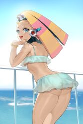 2020 android ass bikini blonde_hair mega_man mega_man_x pallette robot robot_girl swimsuit thighs ultracat7724