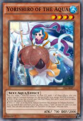 1girls duel_monster fishnets flamingsanity maiden_of_the_aqua massive_breasts parody yu-gi-oh! yu-gi-oh!_card