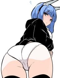 1girls ? ass ass_focus blue_eyes blue_hair female female_only fire_emblem fire_emblem_heroes large_ass looking_at_viewer looking_back nifl_(fire_emblem) nintendo panties solo tavi_(hosheezus) thighs underwear white_panties