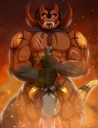 1male 2021 5_fingers abs abstract_background anthro anthro_focus anthro_male anthro_only armed armpit assertive assertive_male athletic athletic_male balls balls_outline balls_peek bara basic_background beefy biceps big_balls big_biceps big_claws big_horns big_muscles big_tail big_teeth big_weapon biped black_arms black_eyebrows black_eyelids black_hands black_horns black_markings black_neck black_nose black_tail black_tuft body_markings bodybuilder breastplate brown_arms brown_balls brown_body brown_ears brown_horns brown_legs buff canine chest_tuft claws clenched_fists clenched_teeth closed_hands closed_mouth comission completely_nude completely_nude_male confident countershade_arms countershade_hands countershade_neck curved_horns dark-skinned_male dark_markings demon demon_boy demon_horns demon_humanoid demonic_eyes digital_media_(artwork) ear ears_up elbow_tuft exhibitionism eyelids fangs fangs_out fire foggy front_view furry furry_only gay genitalia glistening_tail gold_claws gold_markings gold_tail golden_eyes grabbing_object gradient_arms gradient_background gradient_horns grin grinning_at_viewer hanging_balls hell hi_res hidden_penis holding_sword humanoid humanoid_genitalia inviting knot knotted_penis kriig light_markings long_sword long_tail looking_at_viewer male male_focus male_only manly menacing multicolored_body muscular_anthro muscular_arms muscular_legs muscular_male no_nipples nostrils nude nude_male open_eyes open_legs orange_sclera pecs pitbull pose presenting_body raised_eyebrow round_balls scarred_face scarred_torso scars seductive seductive_look sparkles standing sword tail tailwag teeth_showing trapezius tridark two-tone_body two-tone_tail veiny_hands watermark white_outline