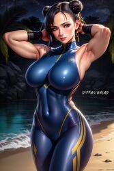 1girls ai_generated chun-li curvaceous curvy_body diffusionlad female female_focus female_only latex_suit looking_at_viewer seductive_look stable_diffusion street_fighter street_fighter_alpha voluptuous voluptuous_female