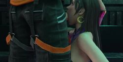 1boy 2girls 3d alternative_costume animated assisted_fellatio blowjob clothed collaborative_fellatio dress fellatio ffm_threesome final_fantasy final_fantasy_vii final_fantasy_vii_remake high_heels jessie_rasberry nightclub penis sound tagme teehee7990 threesome tifa_lockhart video