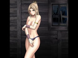 breasts cleavage crimson_comics crown earrings elbow_gloves female female_only final_fantasy final_fantasy_iv gloves green_eyes hat human jewelry long_hair nude oppai panties rosa_farrell solo underwear