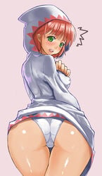 ass bent_over blush bubble_butt female female_only final_fantasy final_fantasy_five final_fantasy_v gloss green_eyes huge_ass human lenna_charlotte_tycoon nagase_haruhito open_mouth panties pink_hair shiny shiny_skin solo thigh_gap underwear white_mage wide_hips