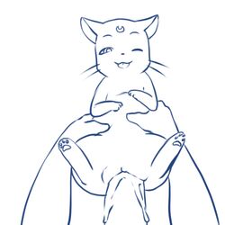 animated anthro aogami bishoujo_senshi_sailor_moon cum cum_inside feline female human inflation interspecies luna_(sailor_moon) male monochrome nekojiro size_difference uncensored zoophilia