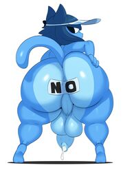 1boy anthro balls big_ass big_balls big_butt blue_fur bubble_ass bubble_butt cum dripping_cum feline flaccid flaccid_penis foreskin gats looking_at_viewer looking_back male_only penis presenting presenting_hindquarters sssonic2 sunglasses tail tape taped_anus thick_ass thick_thighs uncircumcised uncut white_background