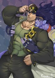 2boys bara clothed eroskun gay jojo's_bizarre_adventure jotaro_kujo male male/male male_only stand_(jjba) standcest star_platinum stardust_crusaders yaoi