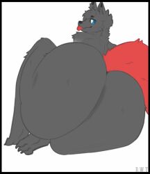 2021 artist_name ass ass_focus back_view big_ass black_fur blue_eyes bottom_heavy canine canine_humanoid claws commission dat_ass dog_ears dog_humanoid dog_tail dongwongtang fat_ass furry gigantic_ass huge_ass large_ass looking_at_viewer looking_back original original_character paws presenting_hindquarters rear_view solo solo_focus tail thick_thighs tongue tongue_out white_background wide_hips wolf wolf_ears wolf_humanoid ych