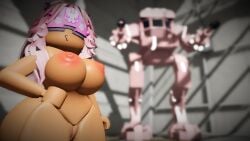 1girls 3d ass big_areola big_ass big_breasts big_nipples completely_nude completely_nude_female female female_only mecha naked naked_female nude nude_female pink_hair pink_mask pussy roblox robloxian solo solo_female tagme tan_skin thick_thighs violet_rr34