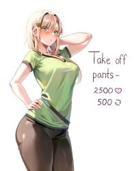 alex_(minecraft) blonde_hair green_eyes green_shirt machulanko minecraft strip_game white_background